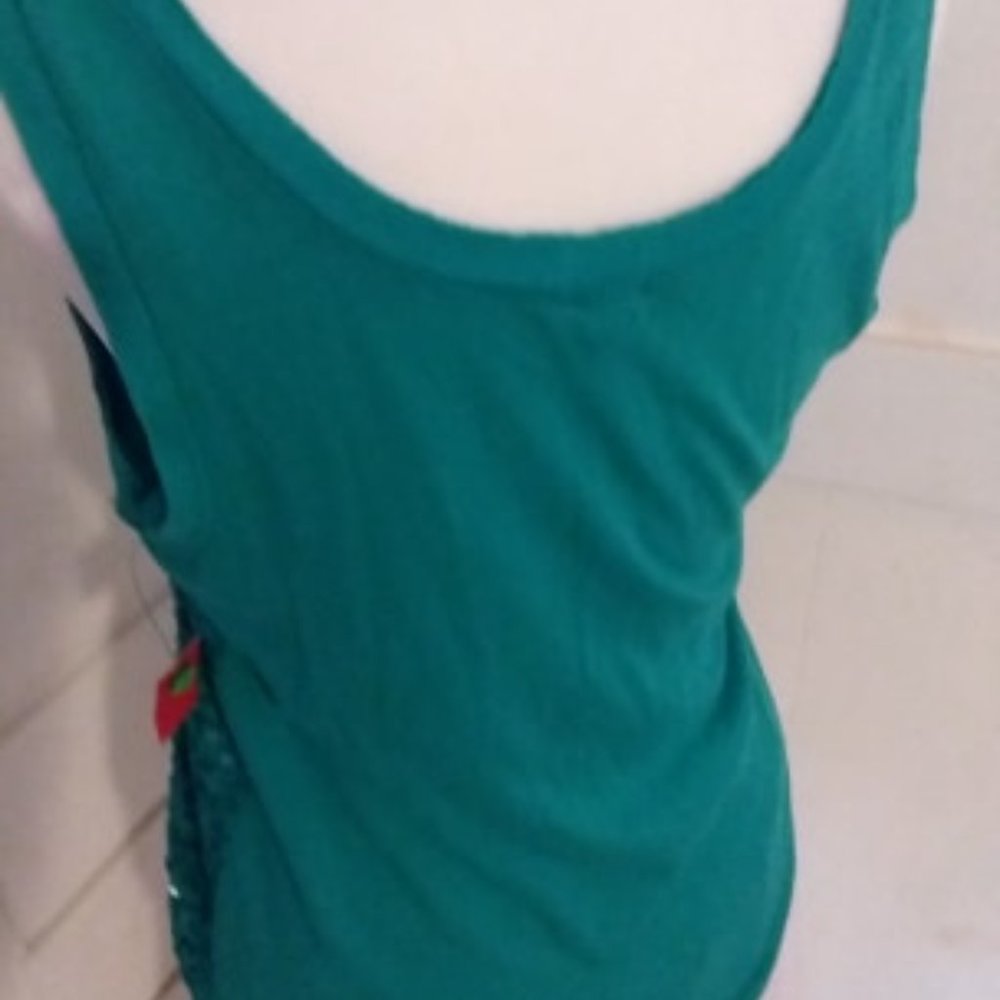Turquoise Tank Top with sequins. - Picture 2 of 3